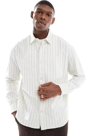 New Look Camisa blanco hueso a rayas extragrande de