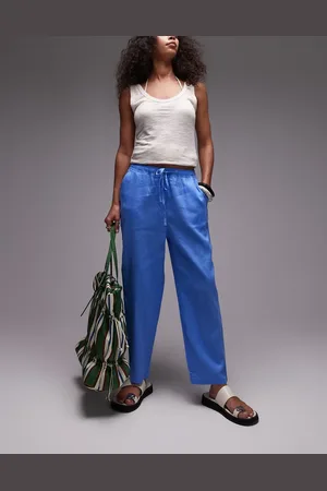 MANGO Pantalones con lazada en la cintura de lino de