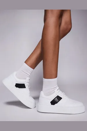 Armani Exchange Zapatillas de deporte blancas y negras con logo de -Negro