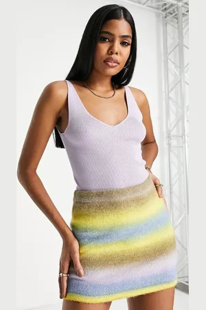 JDY Top de tirantes con cuello de pico de punto de -Morado