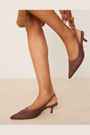 ASOS Zapatos marrón de tacón medio con detalle entretejido Starry de