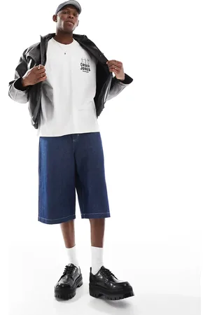 Wrangler Pantalones cortos vaqueros de corte skater y estilo worker con lavado oscuro enjuagado Casey Jones de -Azul marino