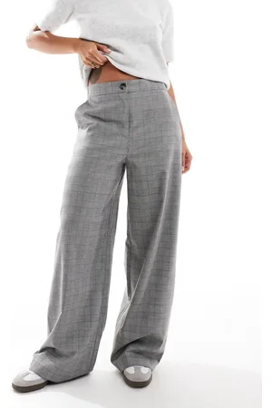 ASOS Pantalones de sastre grises y marrones a de pernera recta holgada de -Marrón