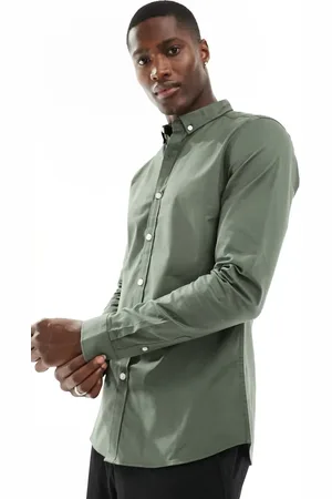 New Look Camisa ajustada de manga larga de -Verde