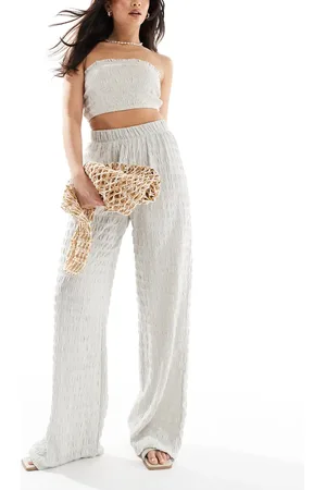 ONLY Pantalones gris hielo de pernera ancha de sirsaca de