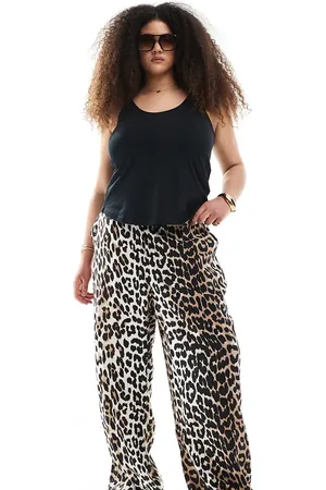 VERO MODA Pantalones de pernera ancha sin cierres con estampado de leopardo de -Multicolor