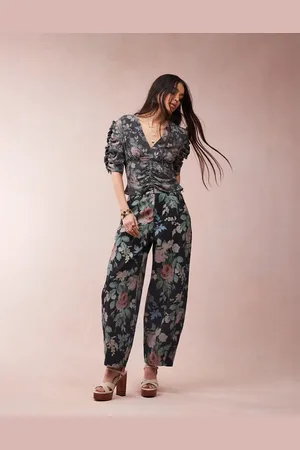 ASOS Blusa de tarde con estampado floral y cuello de pico de -Multicolor