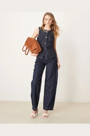 Gina Tricot Chaleco vaquero estructurado con lavado azul añil oscuro enjuagado de