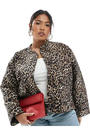 ONLY Chaqueta guateada con estampado animal de -Marrón