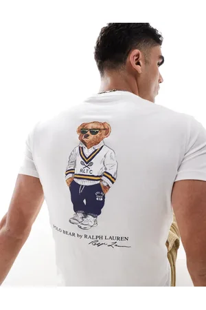 Ralph Lauren Camiseta blanca de corte custom con estampado trasero de oso Heritage de