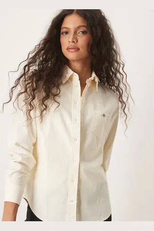 GANT Camisa Oxford amarilla a rayas de corte estándar con logo de -Amarillo