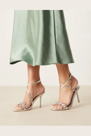 Glamorous Sandalias plateadas efecto craquelado de tacón con lazo de -Plateado