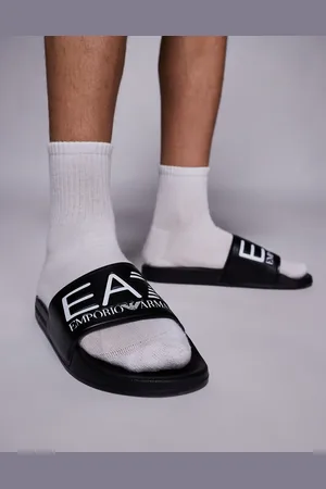 EA7 Sandalias playeras negras con logo de Armani