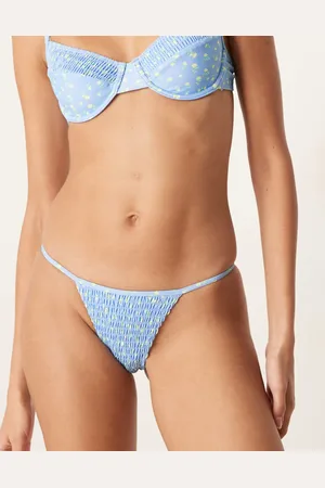 Kulani Kinis Braguitas de bikini azules con diseño coqueto y estampado de limones de