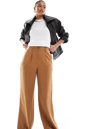 ASOS Pantalones color de pernera recta holgada de Tall-Marrón