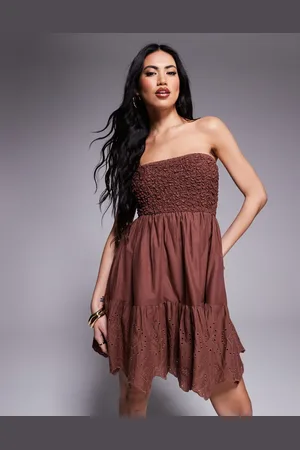 River Island Vestido corto fruncido con escote palabra de honor de