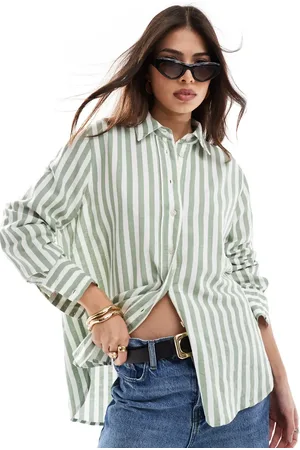 New Look Camisa verde a rayas de