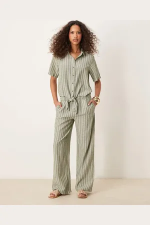 JDY Pantalones verde salvia a rayas de pernera ancha de (parte de un conjunto)