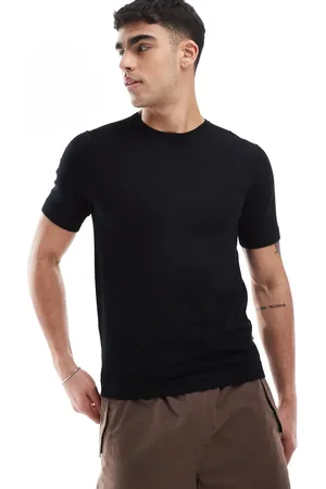 Only & Sons Camiseta negra de manga corta de punto de