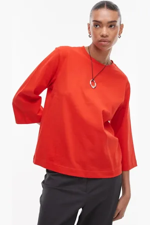 ARKET Camiseta roja con mangas 3/4 de tejido grueso de -Multicolor