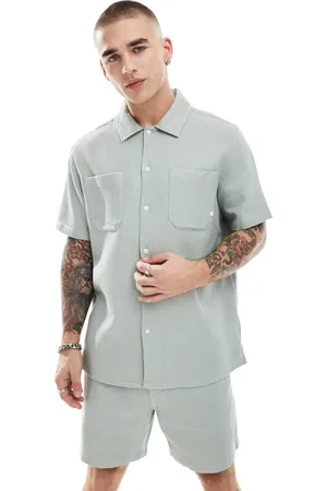 Farah Camisa salvia de manga corta de tejido gofrado texturizado Judson de (parte de un conjunto)