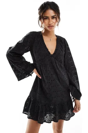 Reclaimed Vestido corto amplio con diseño de bordado inglés estilo wéstern de -Multicolor