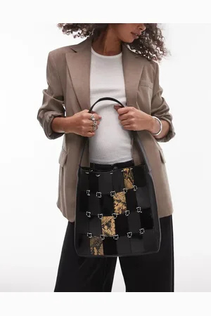 MANGO Bolso con diseño de patchwork de cuero de