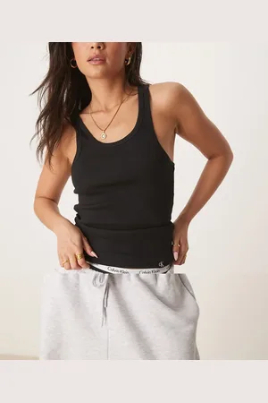 Calvin Klein Pack de 3 camisetas negras de tirantes con cuello ancho de