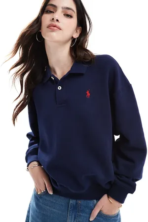 Ralph Lauren Sudadera azul marino con solapas y logo de