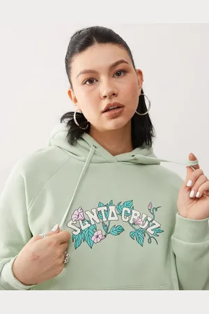 Santa Cruz Sudadera verde pálido con capucha y logo de