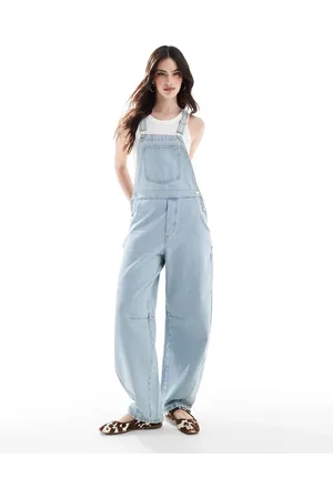ASOS Peto de pernera barrel con lavado claro y acabado desgastado de