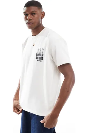 Wrangler Camiseta blanco extragrande de estilo vintage con logo de estilo worker "Casey Jones" de tejido grueso de