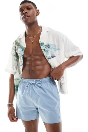 Emporio Armani Shorts de baño azul claro con logo de