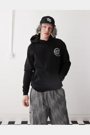 Santa Cruz Sudadera negra con capucha y estampado gráfico en la espalda del media luna y logo Half Moon de