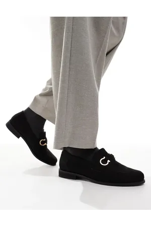 SEQWL Mocasines negros de antelina con ribete Hero de