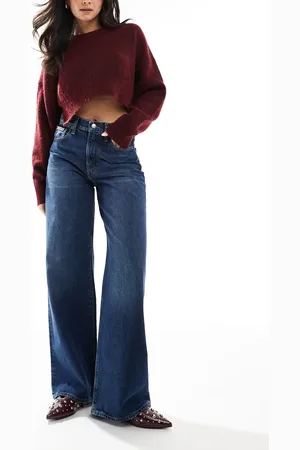 Calvin Klein Vaqueros azul oscuro tintado de pernera ancha de -Azul marino