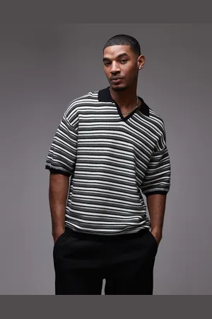 Topman Polo a rayas monocromáticas de punto de -Multicolor