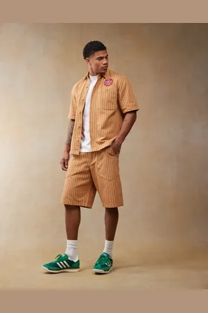Wrangler Pantalones cortos naranjas a rayas inclinadas de estilo worker de sarga Casey Jones de (parte de un conjunto)