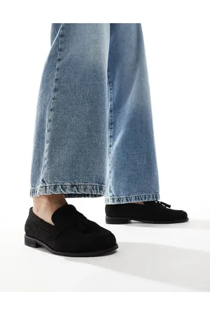 SEQWL Mocasines negros con borlas de antelina Hero de