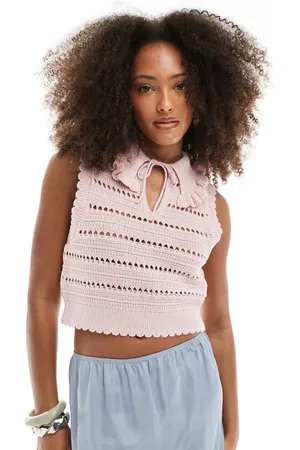 Miss Selfridge Top sin mangas con detalle de lazo de punto de