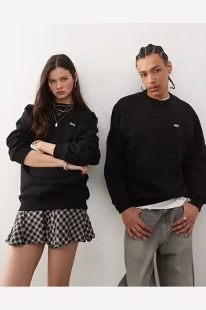 Vans Sudadera negra extragrande con logo en la parte izquierda del pecho de