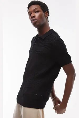 Topman Polo de punto de croché efecto carrera de