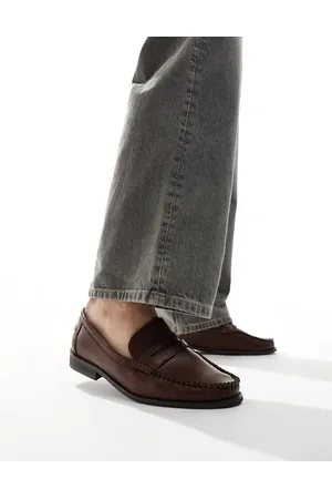 SEQWL Mocasines marrones con detalle entretejido de rafia Hero de -Marrón