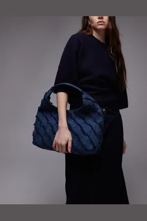 & OTHER STORIES Bolso tote vaquero azul con lavado medio y diseño de flecos trenzados de
