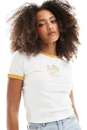 Vans Camiseta blanco con ribetes De la de