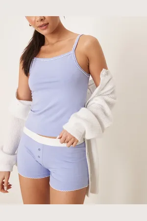 ASOS Top de pijama de tirantes con ribete de puntilla Mix & Match de