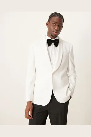 ASOS Americana blanca de corte slim con cuello esmoquin de