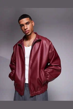ASOS Chaqueta de chándal de cuero sintético de -Rojo