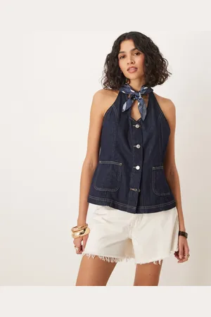 ASOS Chaleco vaquero con cuello halter de - marino