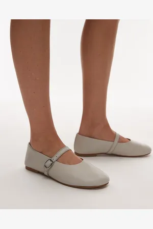 Topshop Bailarinas fruncidas de cuero con hebilla Ash de